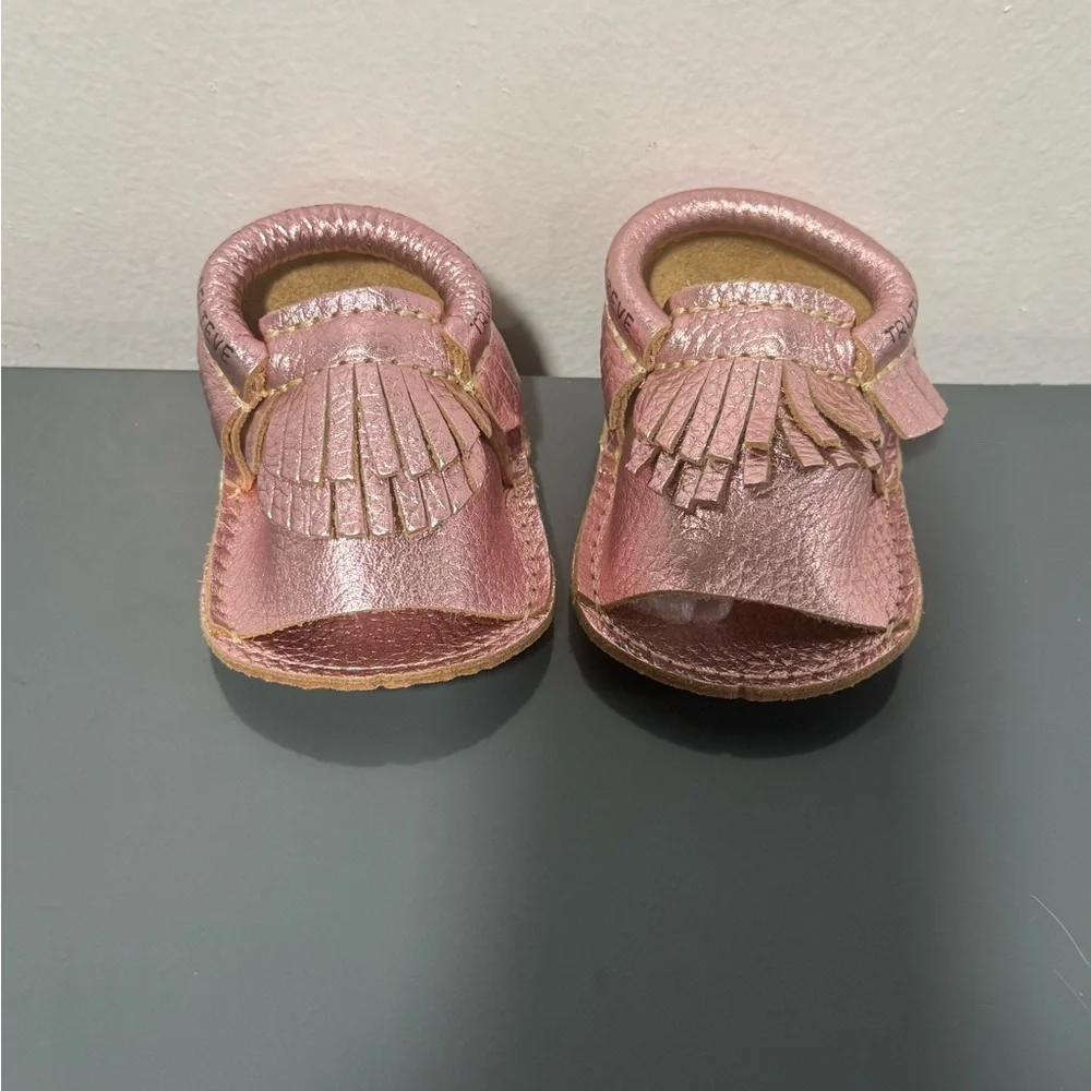 First Steps Pink Leather Baby Moccasins Size 1 NWOT